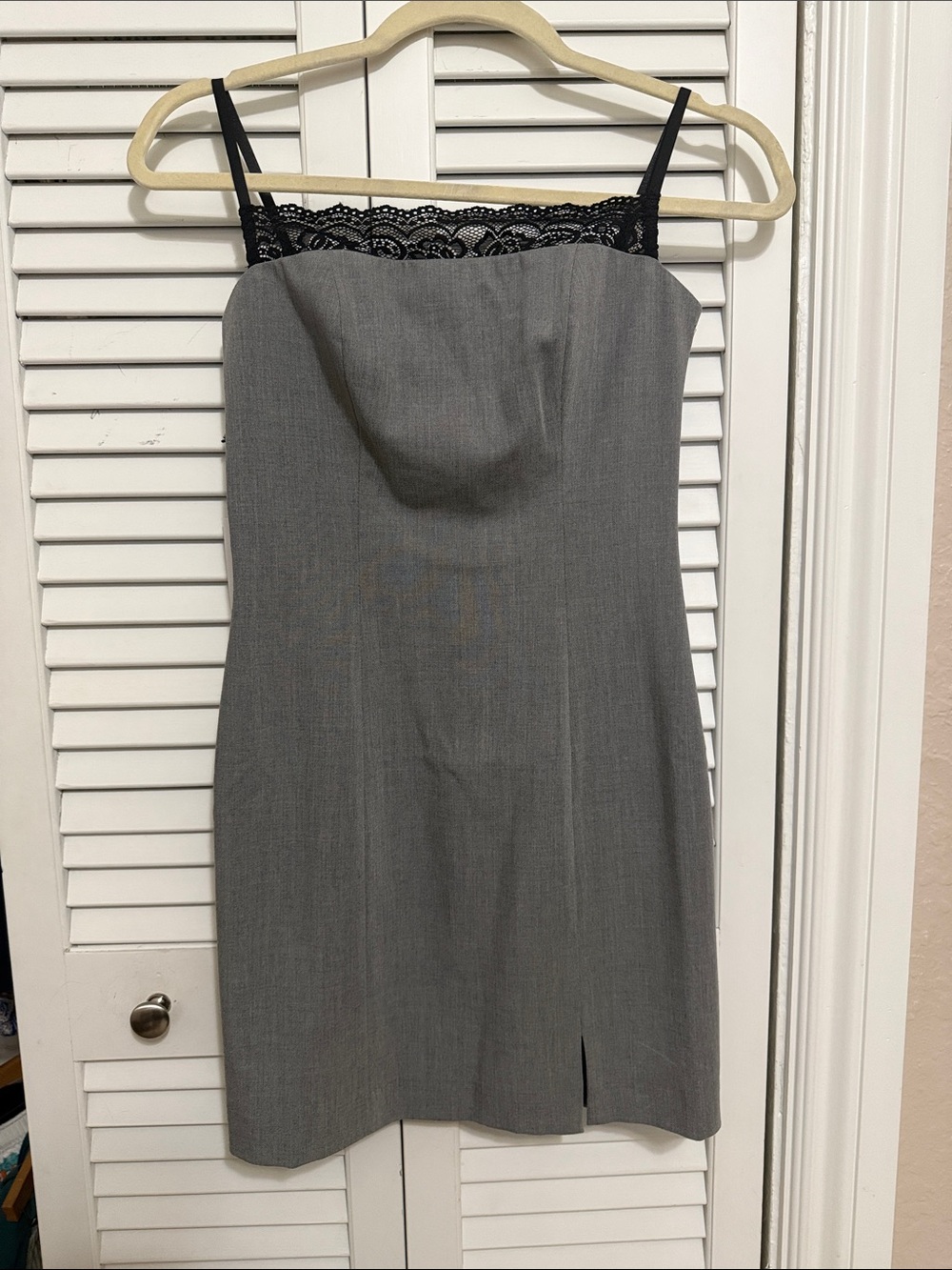 Gray Lace-Trim Mini Dress